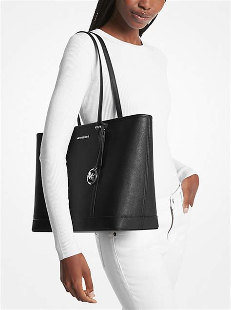 michael kors bags jet set travel large commuter tote|Michael Kors saffiano tote bag.